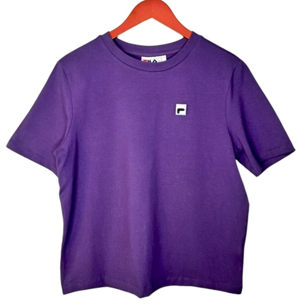 Fila Womens Short Sleeve Jersey Knit T Shirt Medium Gothic Grape Purple Stretch